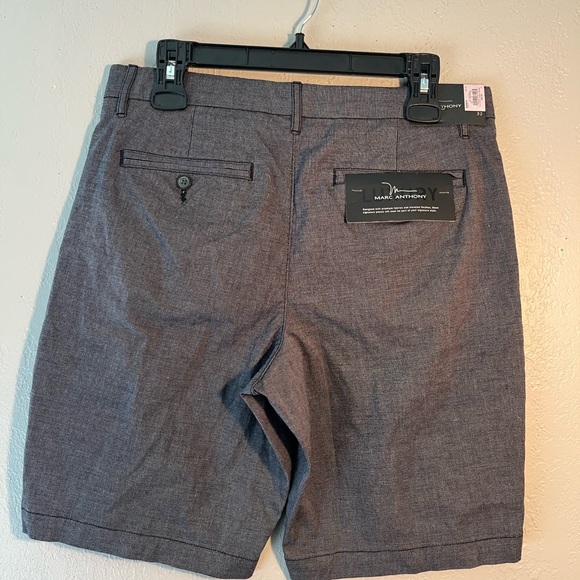 Marc Anthony Gray Flat Front Shorts Belt Loops SZ 32W Stretch Waist Slim Fit Men - Picture 6 of 15